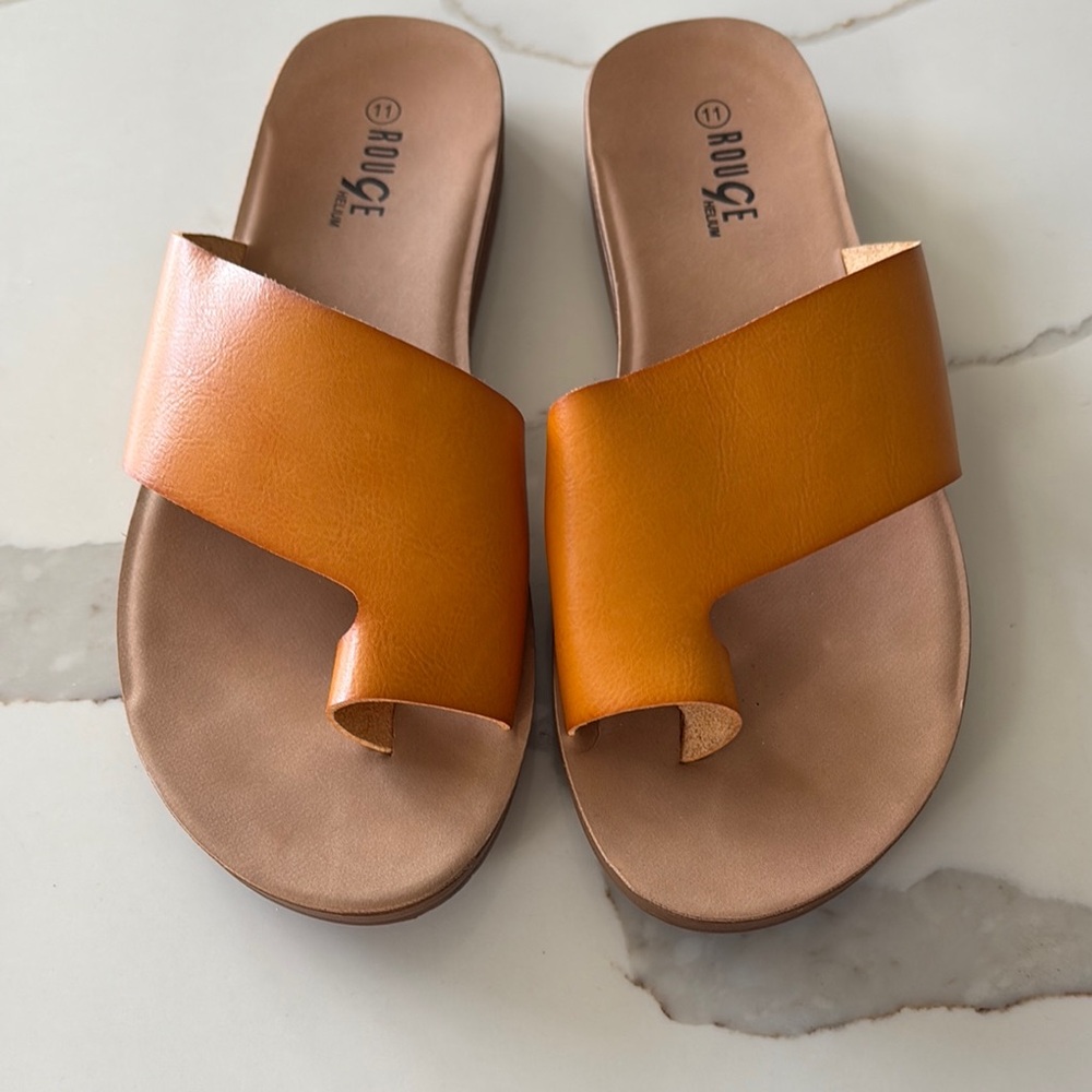 Tan Minimalist Slide Sandals